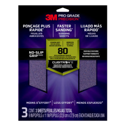 Feuille à poncer Pro Grade Precision grain 80 3 pièces 3M