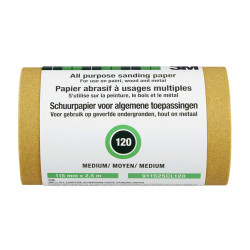 Rouleau de papier abrasif multi-usages grain 120 115 mm x 2,5 m 3M