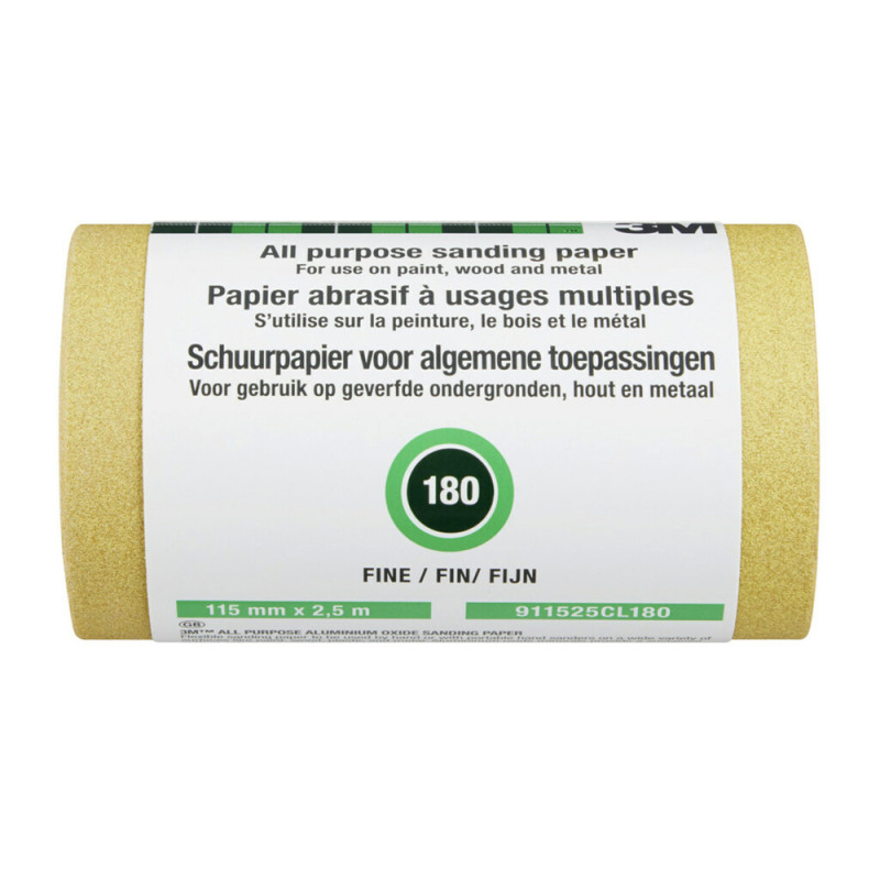 Rouleau de papier abrasif multi-usages grain 180 115 mm x 2,5 m 3M