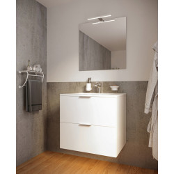 Ensemble de salle de bain à deux tiroirs Euro Pack blanc brillant 60 cm ALLIBERT