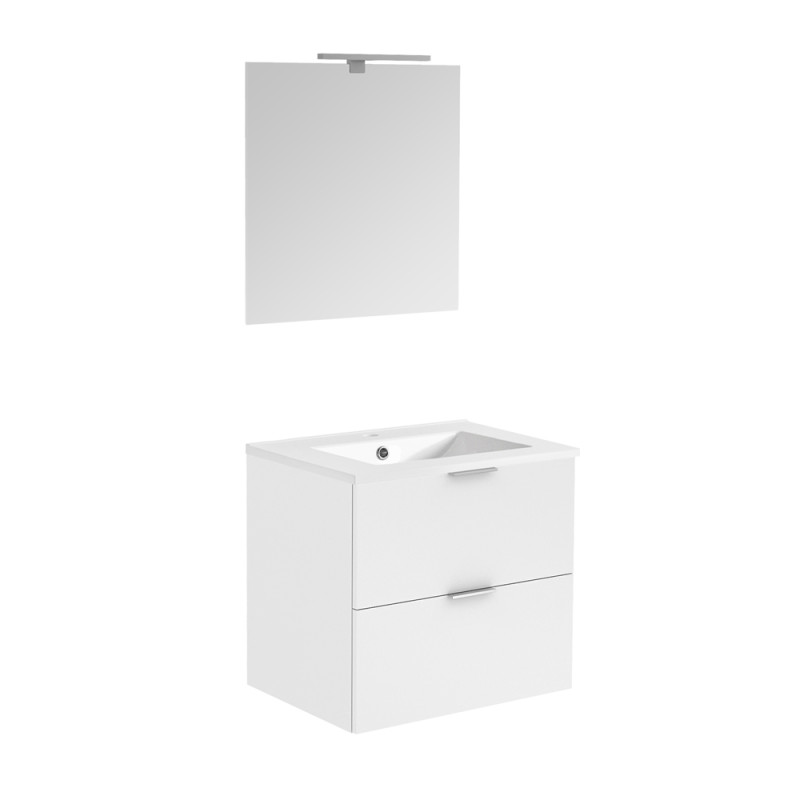 Ensemble de salle de bain à deux tiroirs Euro Pack blanc brillant 60 cm ALLIBERT