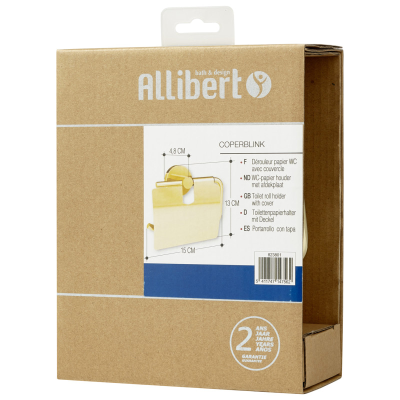 Porte-rouleau papier toilette avec rabat Coperblink or ALLIBERT