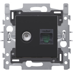 Prise Coaxiale RJ45 NIKO Noire – Connectivité Fiable | NIKO