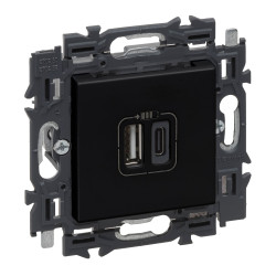 Prise encastrable USB A et C Valena noire LEGRAND