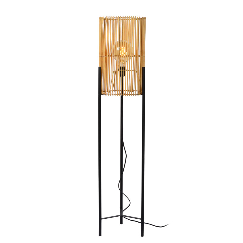 Lampadaire Jantine bois clair E27 40 W LUCIDE