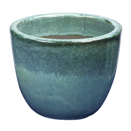 Pot en céramique émaillée bleu océan Ø 39 x 31 cm