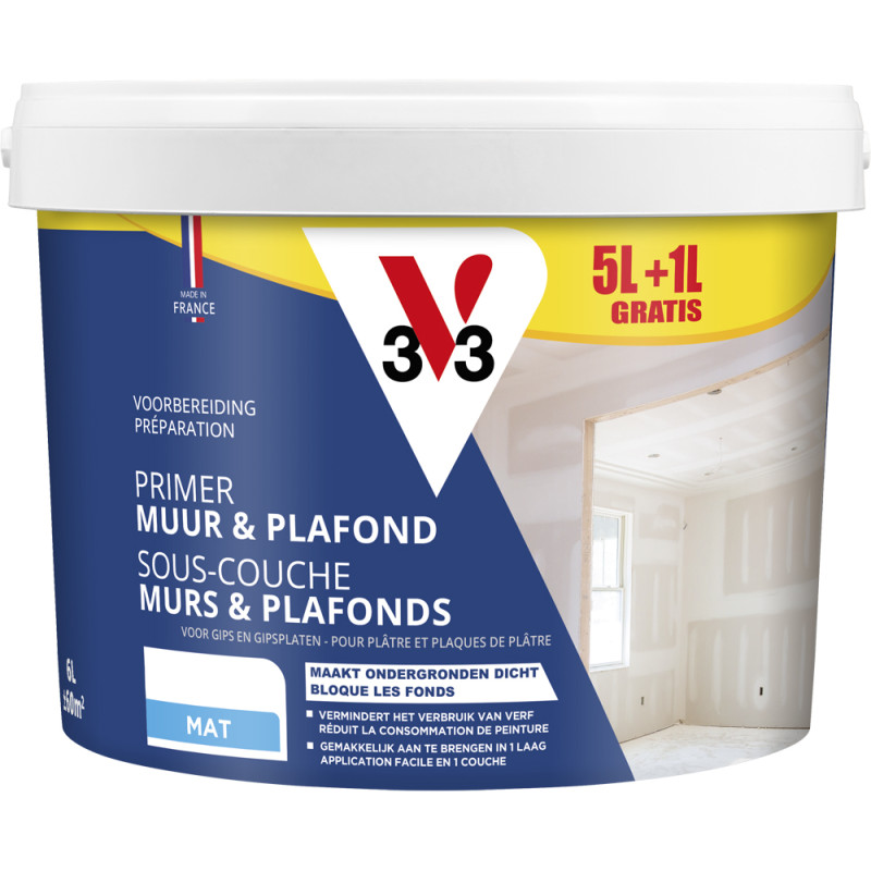 Sous-couche Murs & Plafonds blanc mat 5 L + 1 L V33