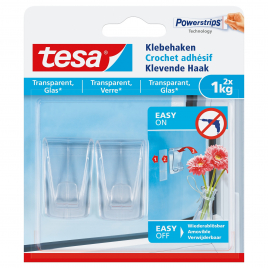 Crochet adhésif pour verre et surface transparente 1 kg TESA