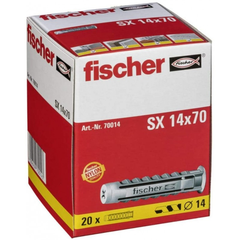 Cheville SX en nylon Ø14×70 mm — 20 pièces – fixation robuste | FISCHER