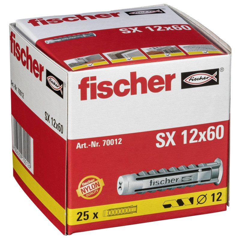 Cheville Nylon SX Ø12x60mm – Fixation Robuste (25p) | FISCHER