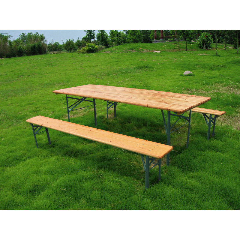 Ensemble de jardin Brasseur : 1 table et 2 bancs Ensemble de jardin Brasseur : 1 table et 2 bancs