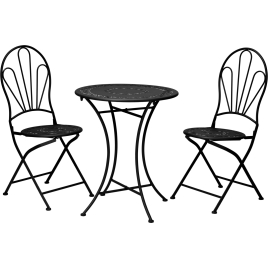 Ensemble bistro Vintage : 1 table ronde et 2 chaises pliantes