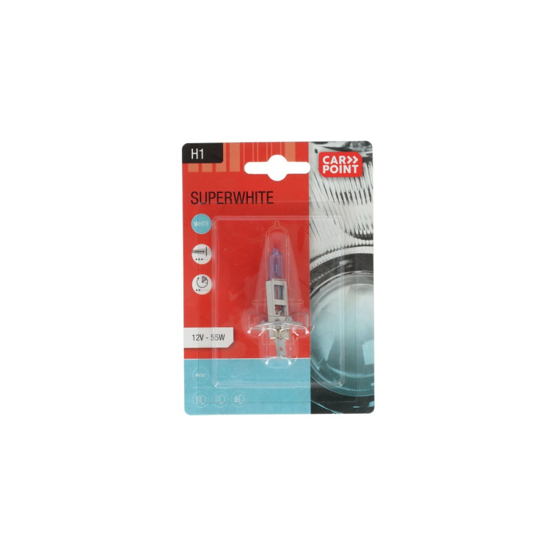 Ampoule halogène SuperWhite H1 12 V 55 W CARPOINT