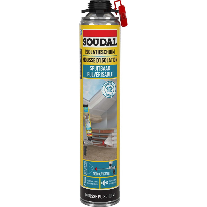 Mousse PU d'isolation pulvérisable 0,7 L SOUDAL