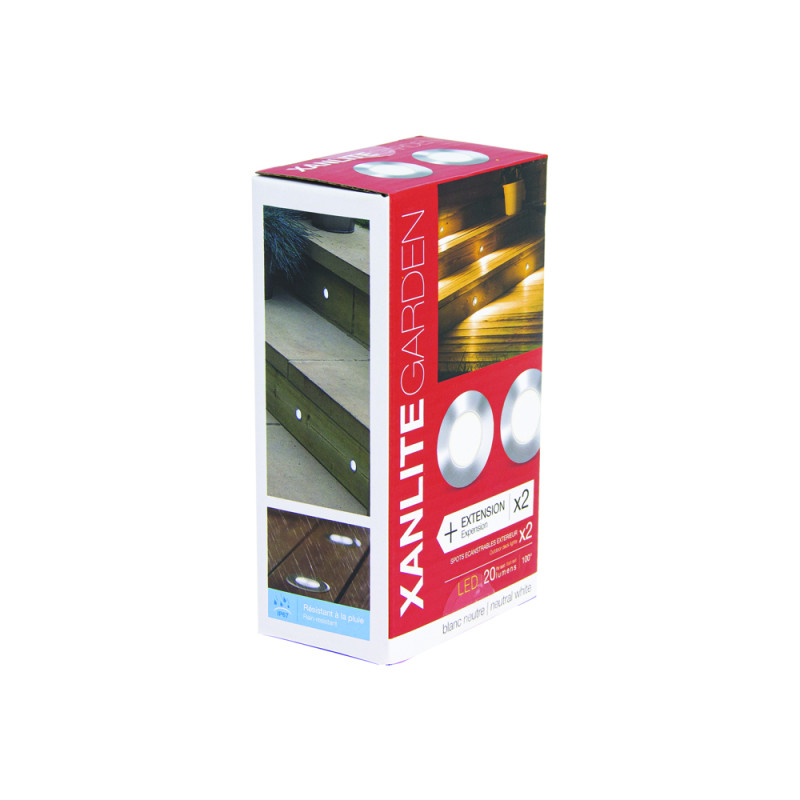 Spot extérieur à encastrer LED 4000 K chrome 2 pièces XANLITE Spot extérieur à encastrer LED 4000 K chrome 2 pièces XANLITE