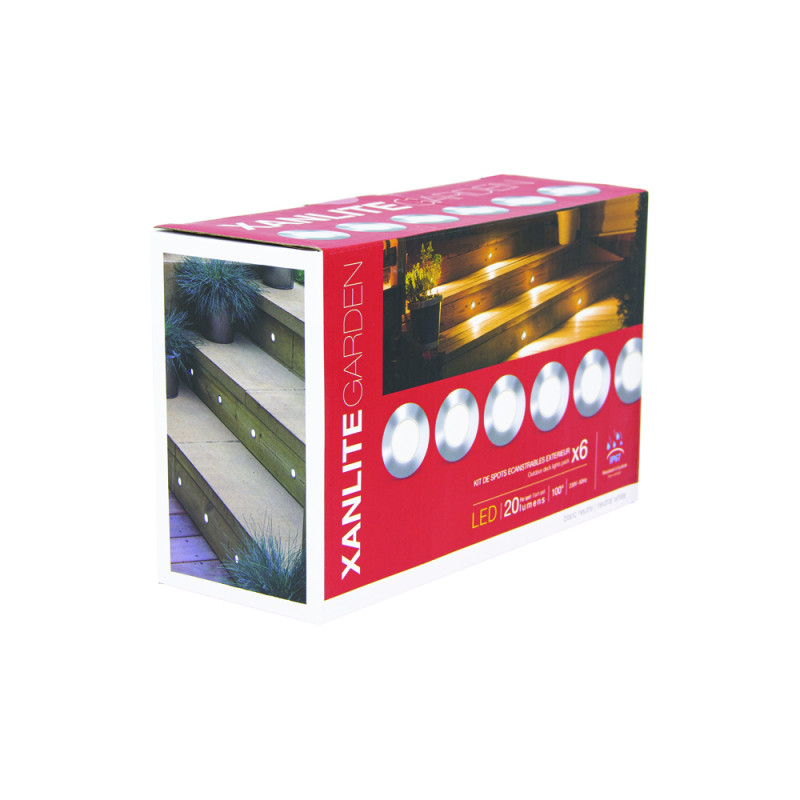 Spot extérieur  à encastrer LED 4000 K chrome 0,8 W 6 pièces XANLITE Spot extérieur  à encastrer LED 4000 K chrome 0,8 W 6 pièces XANLITE