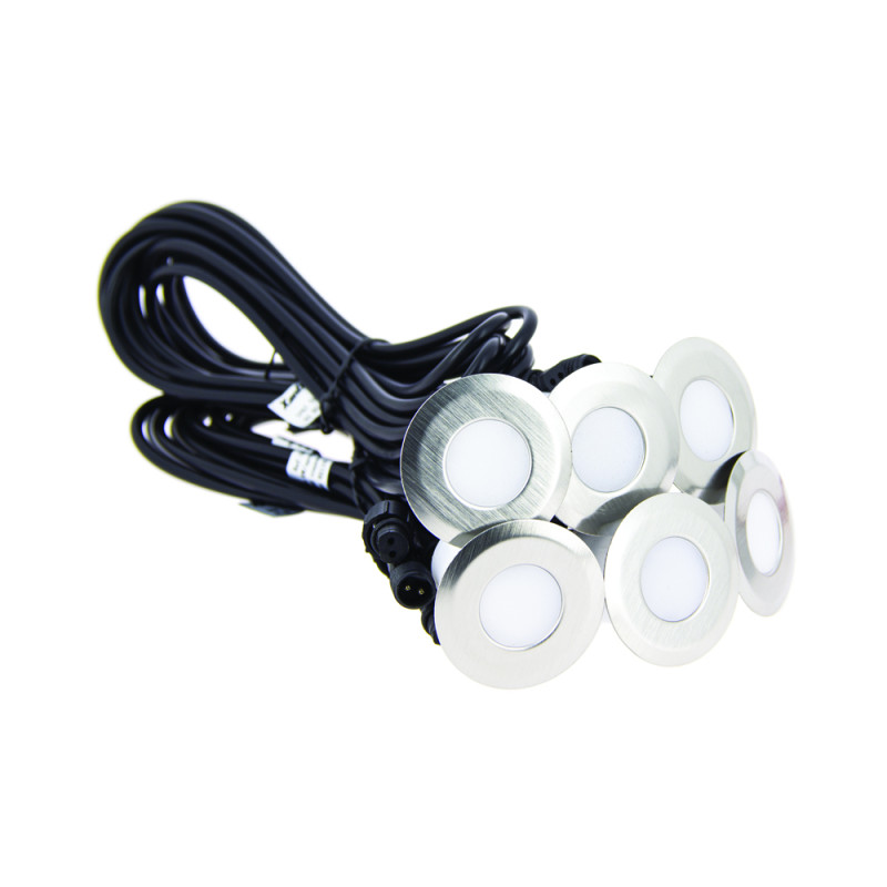 Spot extérieur  à encastrer LED 4000 K chrome 0,8 W 6 pièces XANLITE Spot extérieur  à encastrer LED 4000 K chrome 0,8 W 6 pièces XANLITE