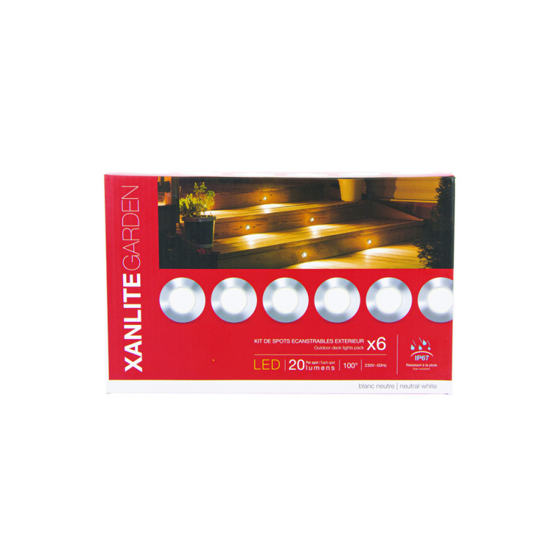 Spot extérieur  à encastrer LED 4000 K chrome 0,8 W 6 pièces XANLITE Spot extérieur  à encastrer LED 4000 K chrome 0,8 W 6 pièces XANLITE