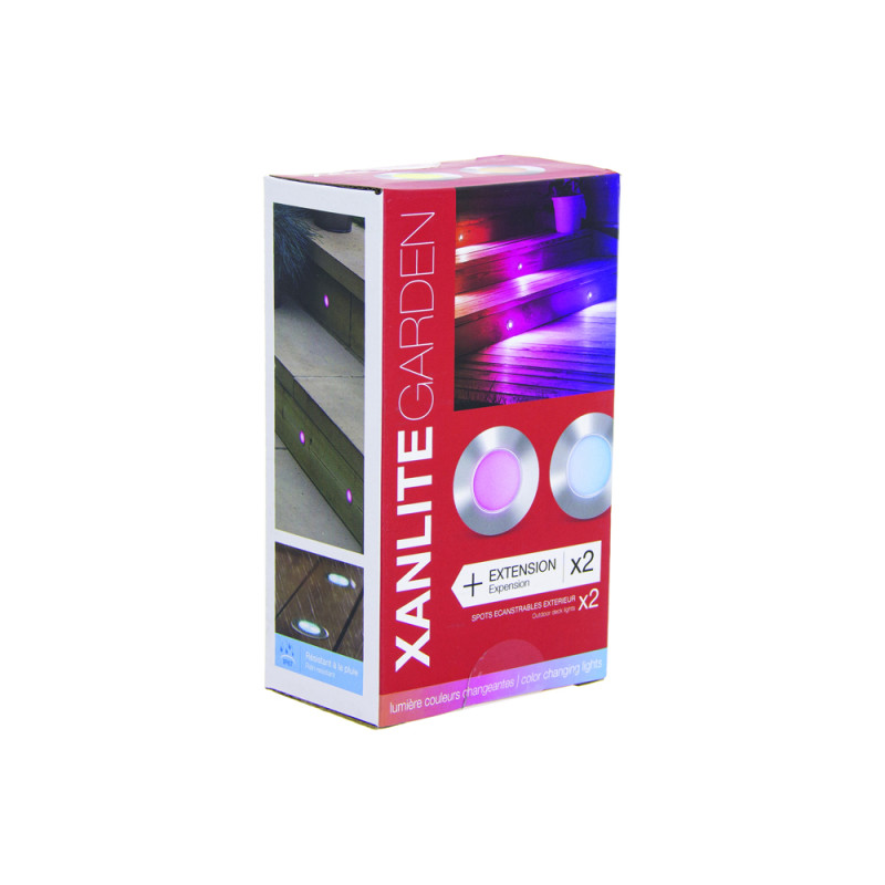 Spot extérieur  à encastrer LED RVB chrome 2 pièces XANLITE Spot extérieur  à encastrer LED RVB chrome 2 pièces XANLITE