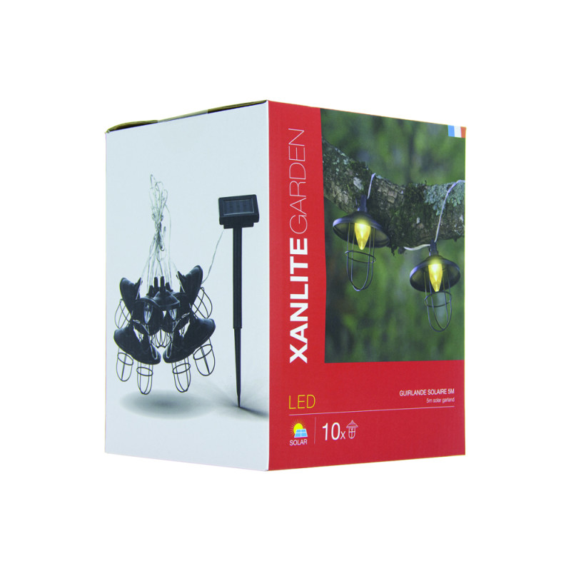 Guirlande lumineuse LED métal noir 3000 K 5 m 10 x 1 WXANLITE Guirlande lumineuse LED métal noir 3000 K 5 m 10 x 1 WXANLITE