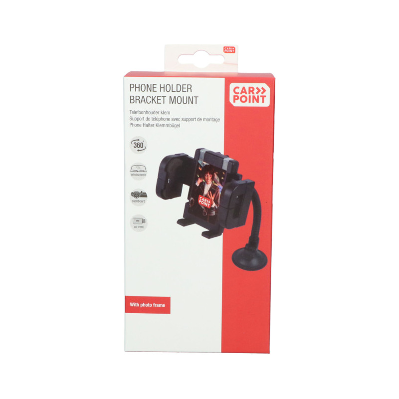 Support à pince articulé pour smartphone avec ventouse CARPOINT