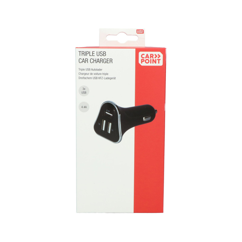Chargeur de voiture triple 4,4 A CARPOINT