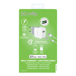 Chargeur secteur USB 2,4 A avec câble Lightning Chargeur secteur USB 2,4 A avec câble Lightning