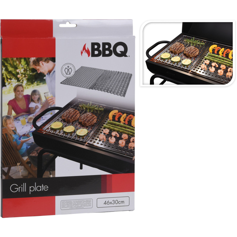 Set de plaques de cuisson pour barbecue 30 x 23 cm 2 pièces