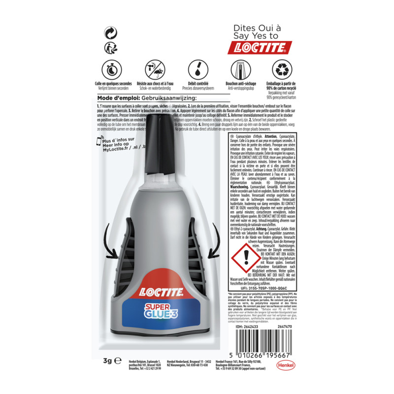 Colle Super Glue-3 Control 3g LOCTITE – Collage précis | LOCTITE Colle Super Glue-3 Control 3g LOCTITE – Collage précis | LOCTITE