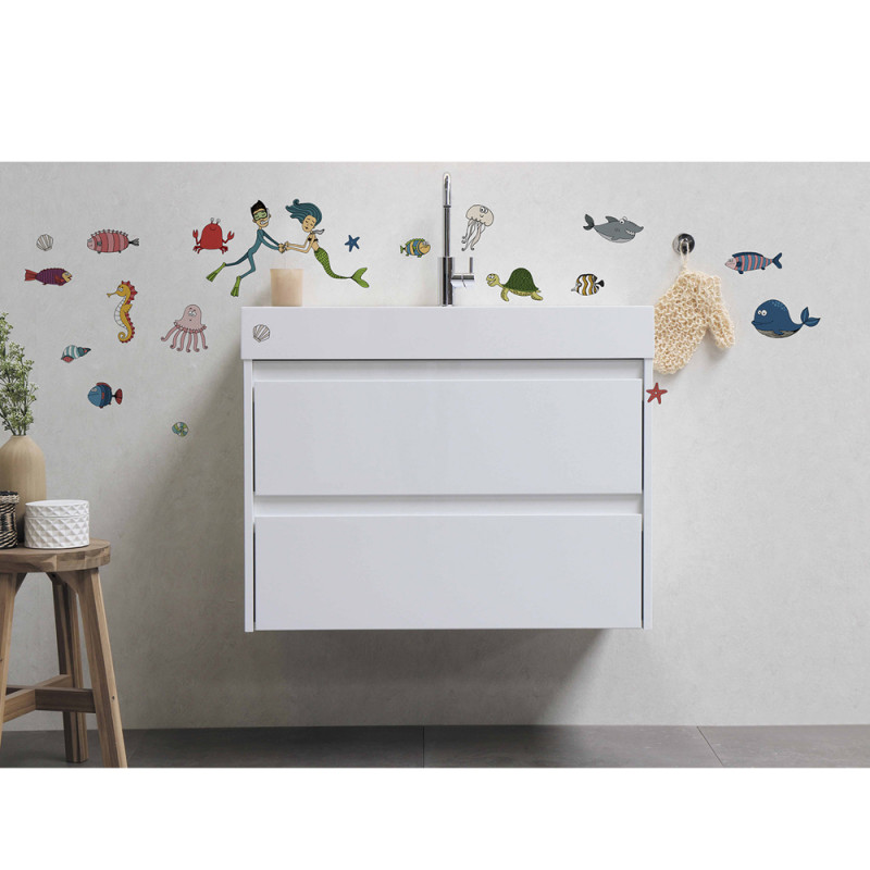 Planche de stickers Sirène et plongeur 24 x 68 cm Planche de stickers Sirène et plongeur 24 x 68 cm