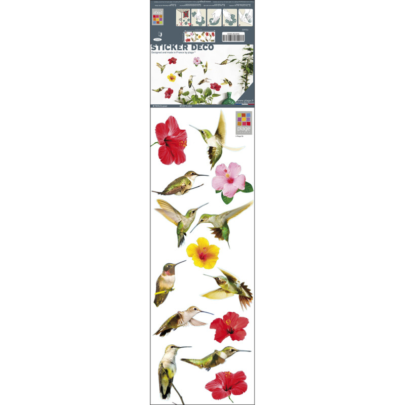 Planche de stickers Colibris 24 x 68 cm