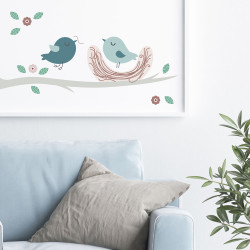 Planche de stickers Oiseaux et nid 24 x 68 cm Planche de stickers Oiseaux et nid 24 x 68 cm