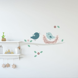 Planche de stickers Oiseaux et nid 24 x 68 cm Planche de stickers Oiseaux et nid 24 x 68 cm