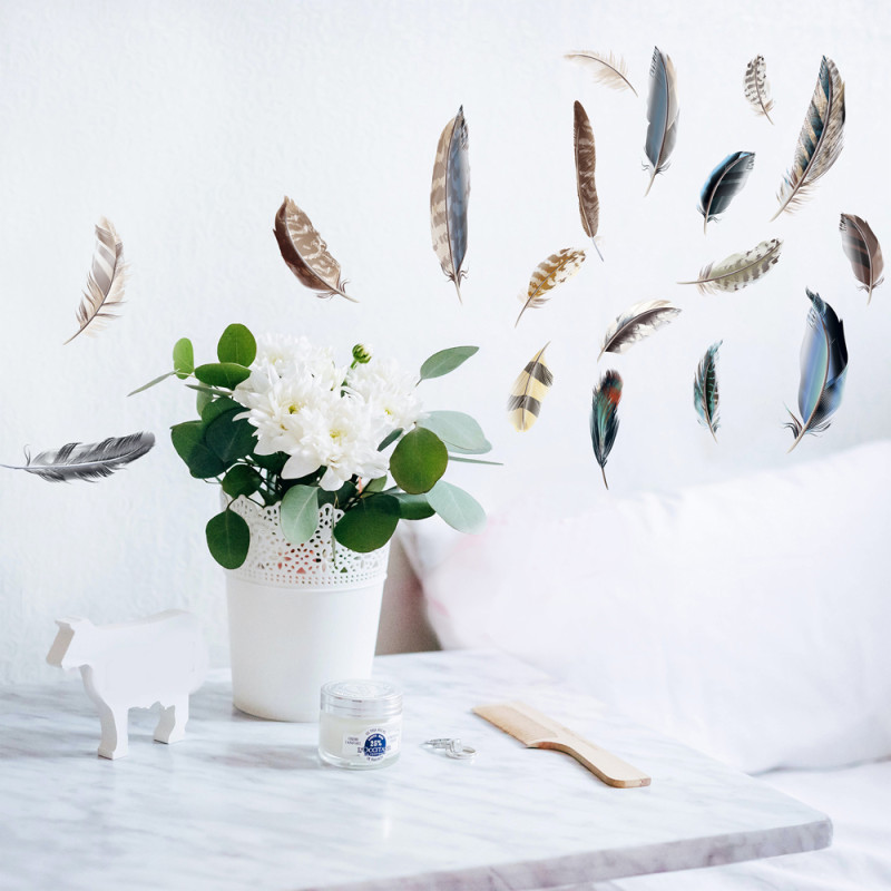 Planche de stickers Plumes multicolores 24 x 68 cm Planche de stickers Plumes multicolores 24 x 68 cm
