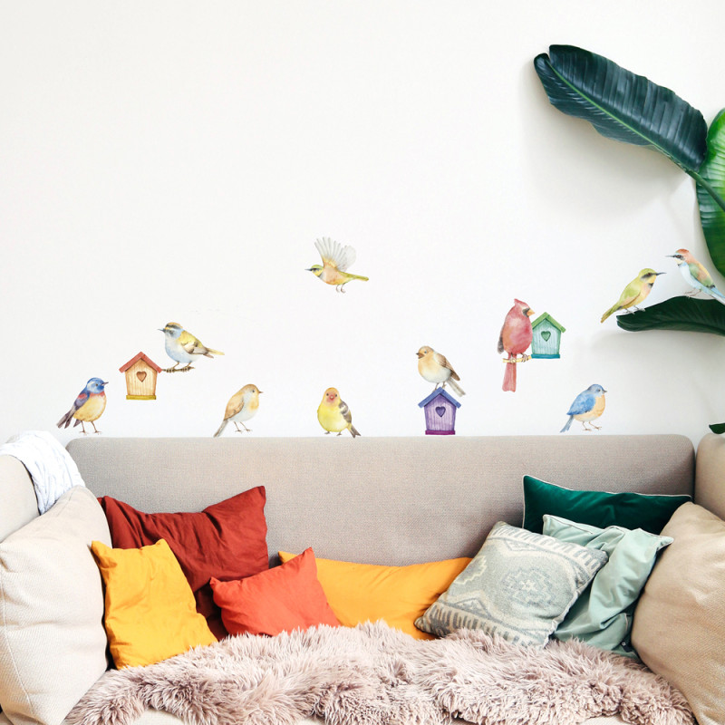 Planche de stickers Oiseaux du jardin 24 x 68 cm