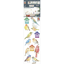 Planche de stickers Oiseaux du jardin 24 x 68 cm