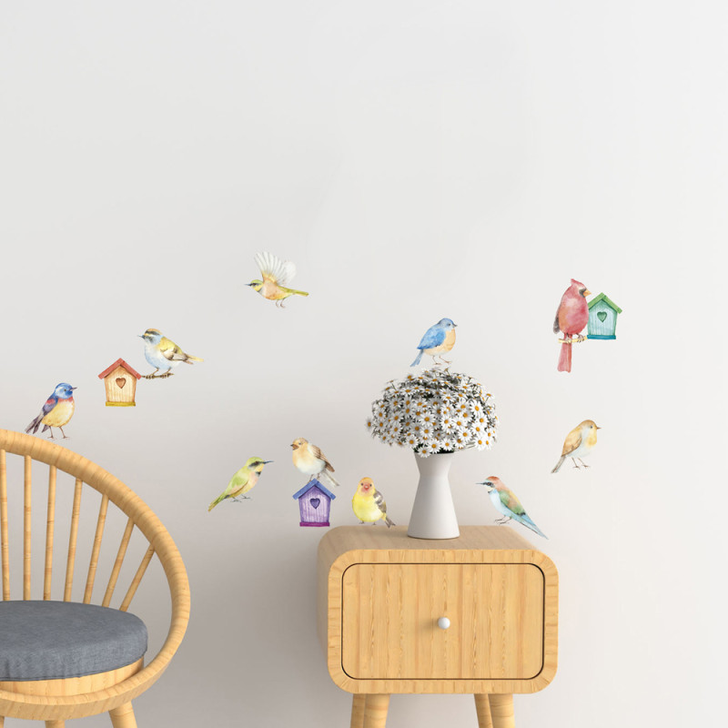 Planche de stickers Oiseaux du jardin 24 x 68 cm