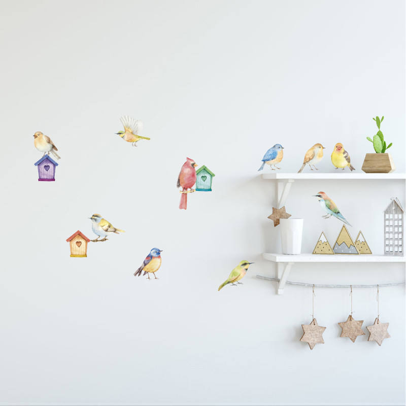 Planche de stickers Oiseaux du jardin 24 x 68 cm