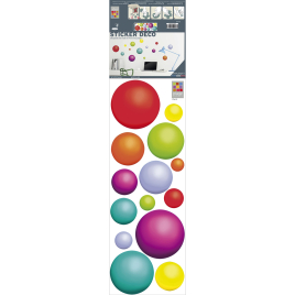 Planche de stickers Boules de couleurs 24 x 68 cm