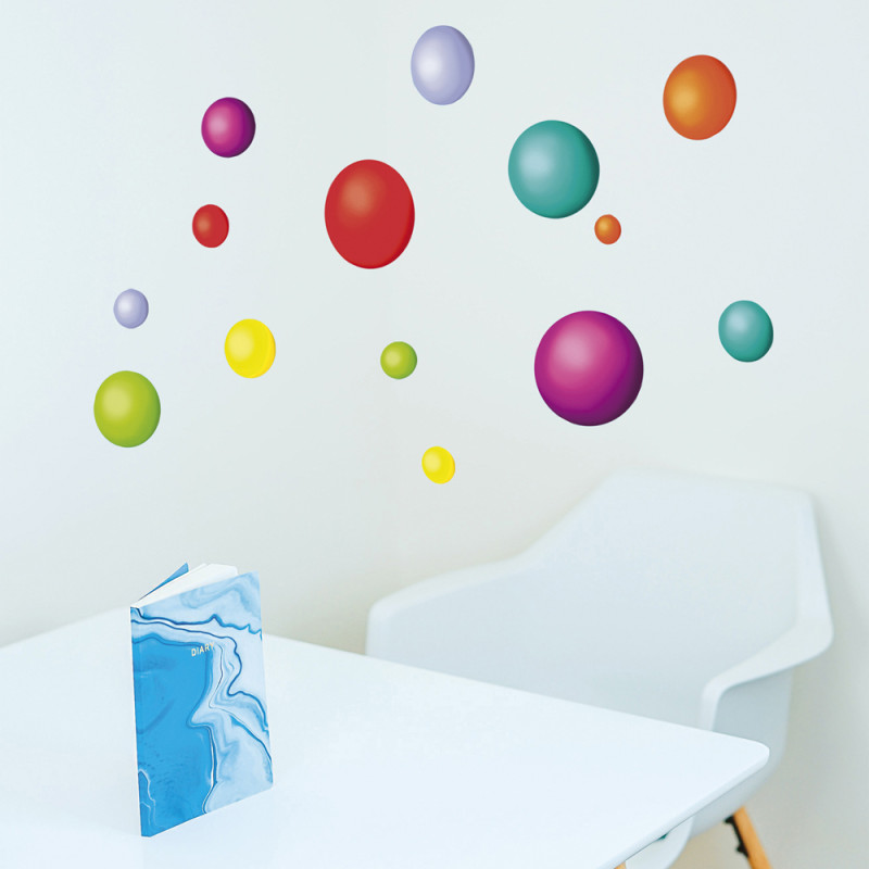 Planche de stickers Boules de couleurs 24 x 68 cm Planche de stickers Boules de couleurs 24 x 68 cm