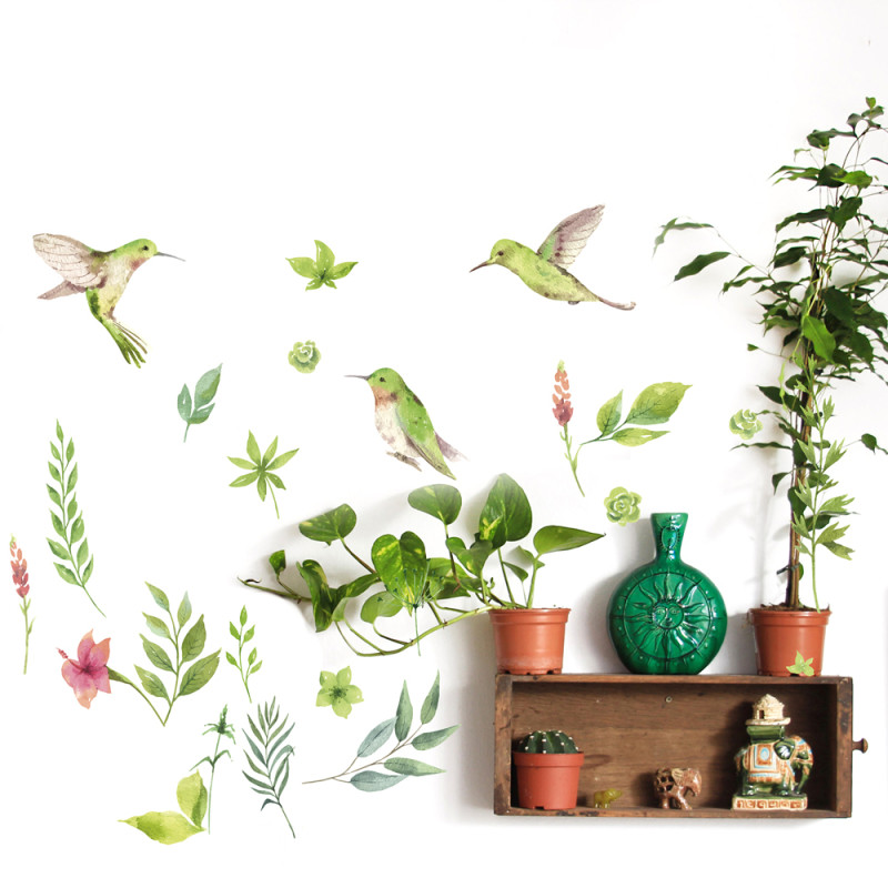 Planche de stickers Colibris Nature 48 x 68 cm