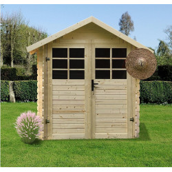 Abri de jardin en bois 28 mm 1,98 x 1,98 m SOLID