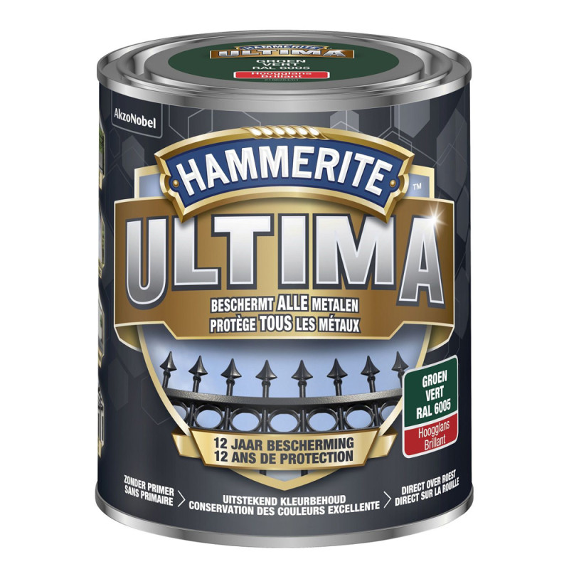 Laque pour métal Ultima vert brillant 0,75 L HAMMERITE