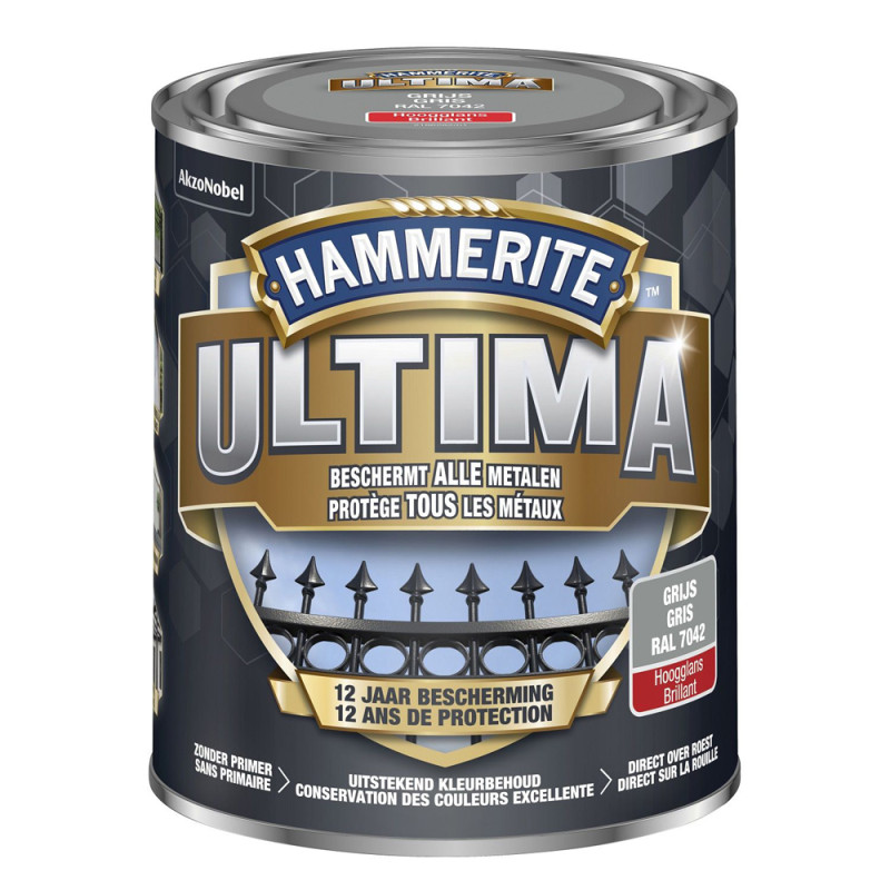 Laque pour métal Ultima gris brillant 0,75 L HAMMERITE