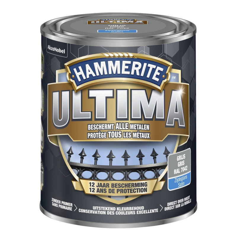 Laque pour métal Ultima gris satiné 0,75 L HAMMERITE