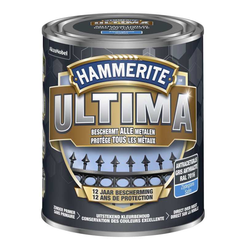 Laque pour métal Ultima anthracite satiné 0,75 L HAMMERITE