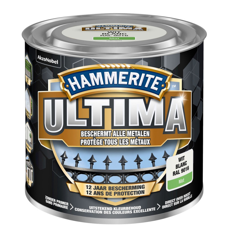 Laque pour métal Ultima blanc mat 0,25 L HAMMERITE