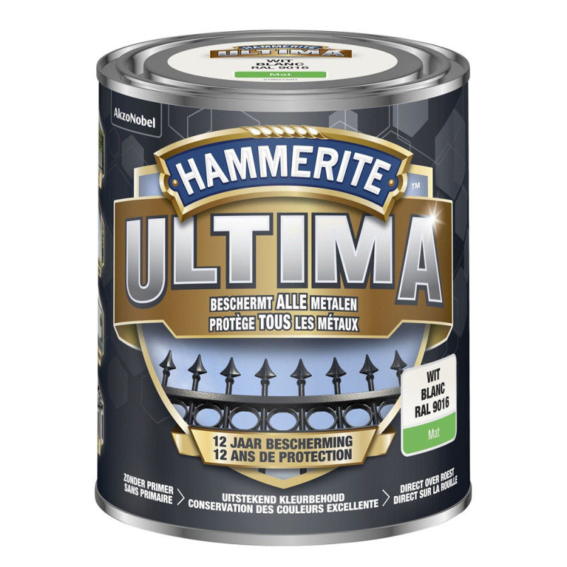 Laque pour métal Ultima blanc mat 0,75 L HAMMERITE