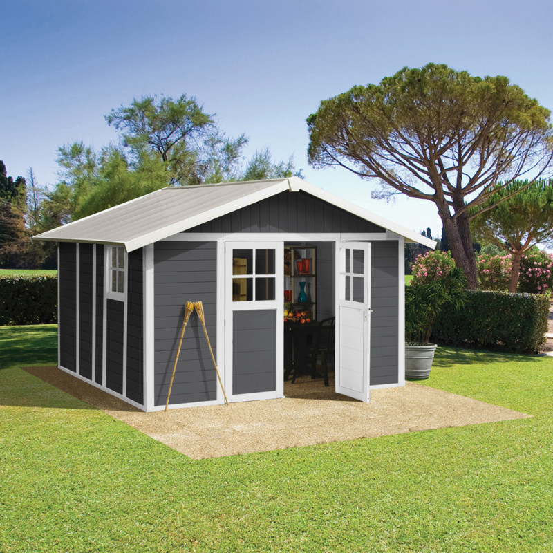Abri de jardin en PVC gris foncé 3,15 x 3,56 x 2,5 m GROSFILLEX Abri de jardin en PVC gris foncé 3,15 x 3,56 x 2,5 m GROSFILLEX