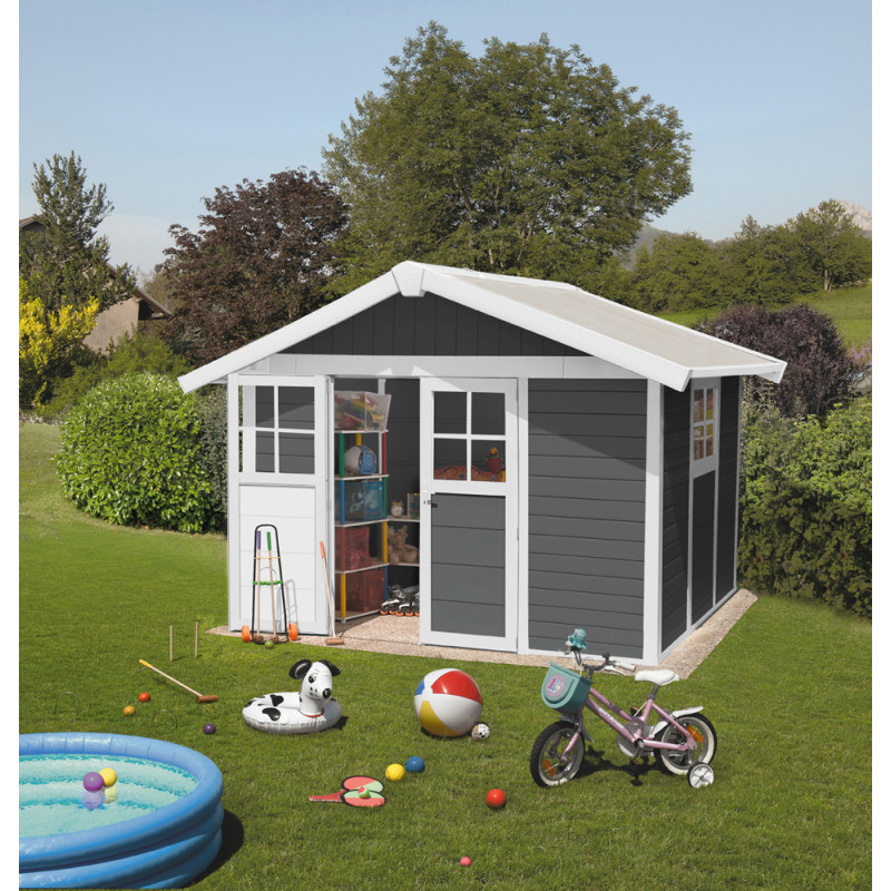 Abri de jardin en PVC gris foncé 3,15 x 2,39 x 2,5 m GROSFILLEX Abri de jardin en PVC gris foncé 3,15 x 2,39 x 2,5 m GROSFILLEX